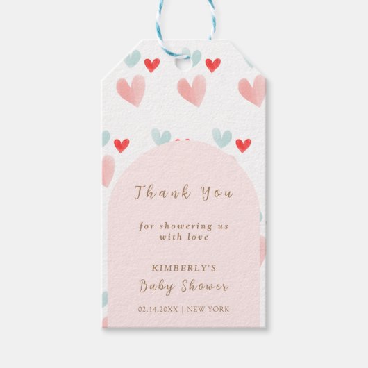 Pastel Sweetheart Arch Valentijns Baby shower Cadeaulabel (Voorkant)