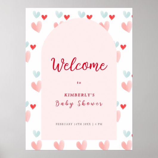 Pastel Sweetheart Arch Welkom Baby shower Poster (Voorkant)