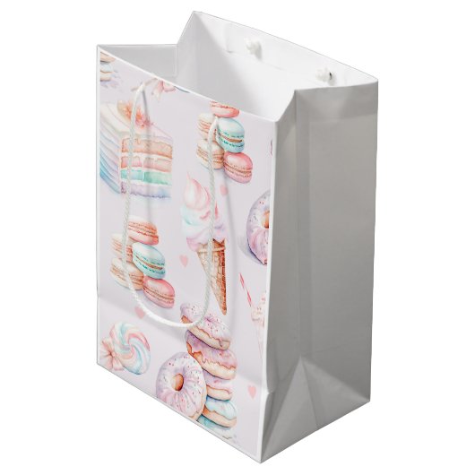 Pastel Sweets verjaardagsfeestje Medium Cadeauzakje (Voorkant Gekanteld)