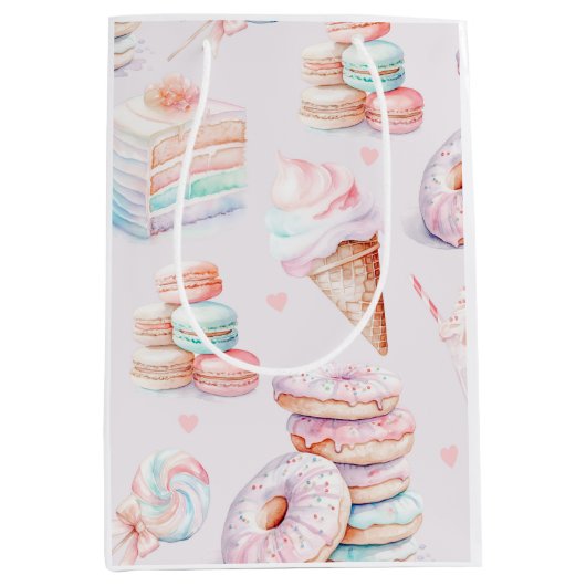 Pastel Sweets verjaardagsfeestje Medium Cadeauzakje (Voorkant)