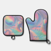 Pastel Swirl Hippy paar namen Romeinse nummerdatum Ovenwant & Pannenlap Set (Voorkant)