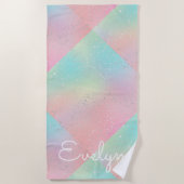 Pastel swirl stropdas kleurstof schattig roze blau strandlaken (Voorkant)