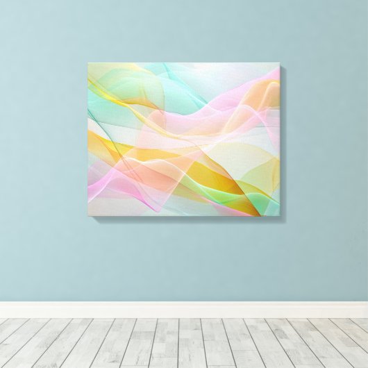 Pastel Symphony of Floating Sheer Ribbons Canvas Afdruk (Insitu (Houten vloer))