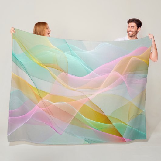 Pastel Symphony of Floating Sheer Ribbons Fleece Deken (In situ)