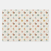 Pastel Taarten, Ballonnen & Confetti Scandi Inpakpapier Vel (Voorkant 2)