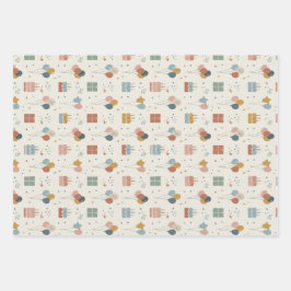 Pastel Taarten, Ballonnen & Confetti Scandi Inpakpapier Vel