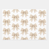 Pastel Tan en White Gingham Buffalo Plaid Bow Inpakpapier Vel (Voorkant 3)