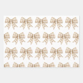 Pastel Tan en White Gingham Buffalo Plaid Bow Inpakpapier Vel (Voorkant 2)