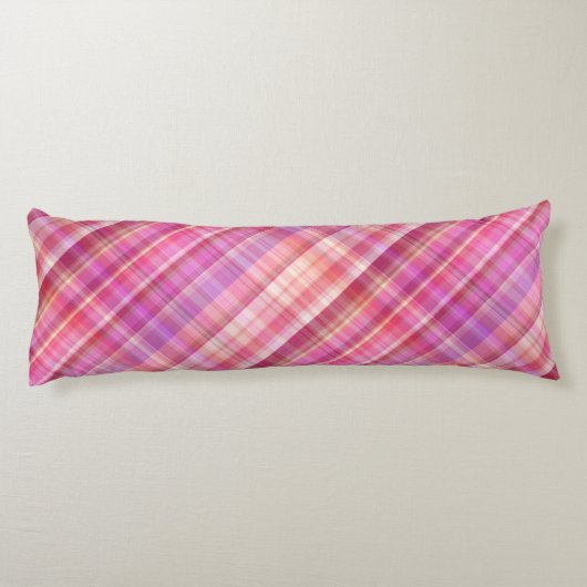 Pastel Tartan Pset Pink Paars 2 Design Lichaamskussen (Achterkant)