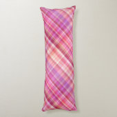 Pastel Tartan Pset Pink Paars 2 Design Lichaamskussen (Achterkant (Verticaal))