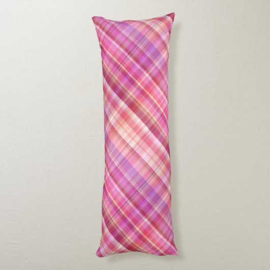 Pastel Tartan Pset Pink Paars 2 Design Lichaamskussen (Achterkant (Verticaal))