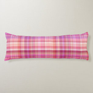 Pastel Tartan Pset Pink Paars 2 Design Lichaamskussen