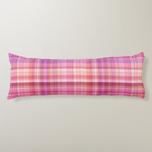 Pastel Tartan Pset Pink Paars 2 Design Lichaamskussen (Voorkant)
