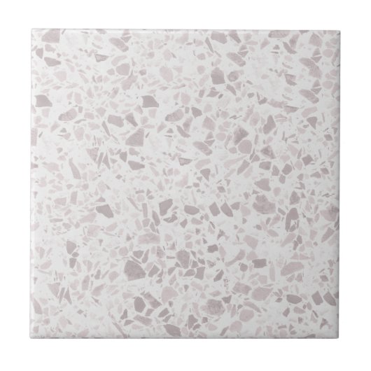 Pastel Taupe en Beige Terrazzo Print Tegeltje (Voorkant)