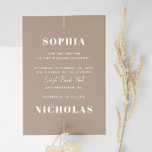 Pastel Taupe Minimalistische bruiloft - Foto & QR- Kaart