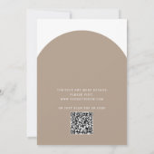 Pastel taupe moderne typografie boog bruiloft + QR Kaart (Achterkant)