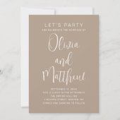 Pastel taupe typografie script bruiloft + QR Kaart (Voorkant)