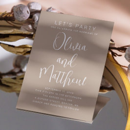 Pastel taupe typografie script bruiloft + QR Kaart