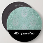 Pastel Teal Blauw Groen Damast Ronde Button 6,0 Cm (Voorkant /achterkant)