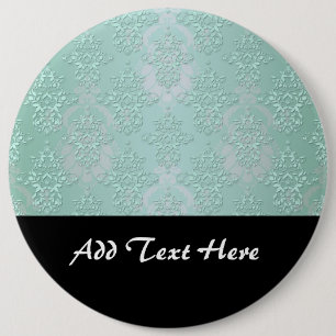 Pastel Teal Blauw Groen Damast Ronde Button 6,0 Cm