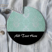 Pastel Teal Blauw Groen Damast Ronde Button 6,0 Cm (In situ)