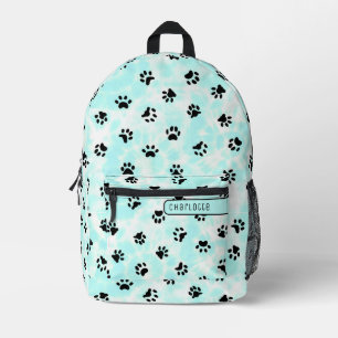 Pastel Teal Blauw Witte Shibori Poot Patroon Knuff Bedrukte Rugzak