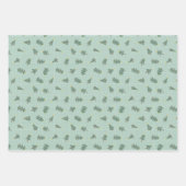 Pastel Teal Christmas Snowmen Trees Stars Inpakpapier Vel (Voorkant)