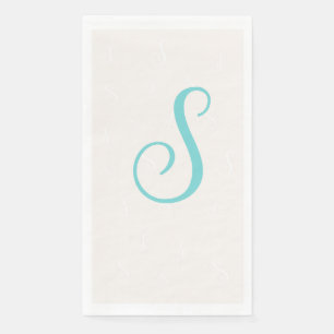 Pastel Teal Elegant Dubbel Monogram   Linen Servet