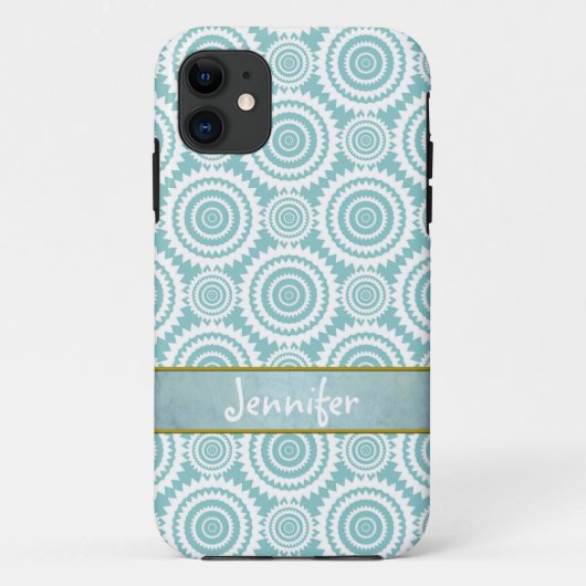 Pastel Teal Geometrisch Patroon Koele Cirkels Kuns Case-Mate iPhone Case (Achterkant)