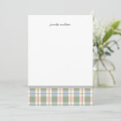 Pastel Teal Green Gingham Plaid Check Note Card Kaart (Staand voorkant)