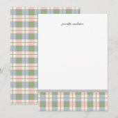 Pastel Teal Green Gingham Plaid Check Note Card Kaart (Voorkant / Achterkant)