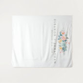 Pastel Teal Roze Waterverf Bloemstuk Huwelijk Aang Wandkleed (Voorkant (horizontaal))