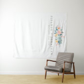 Pastel Teal Roze Waterverf Bloemstuk Huwelijk Aang Wandkleed (In Situ (horizontaal))