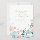 Pastel Teal Roze Waterverf Bloemstuk Proefhuwelijk Kaart (Voorkant)