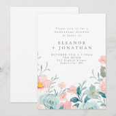 Pastel Teal Roze Waterverf Bloemstuk Proefhuwelijk Kaart (Voorkant / Achterkant)