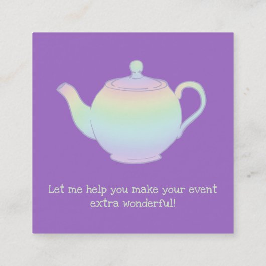 Pastel Teapot Vierkante Visitekaartje (Achterkant)