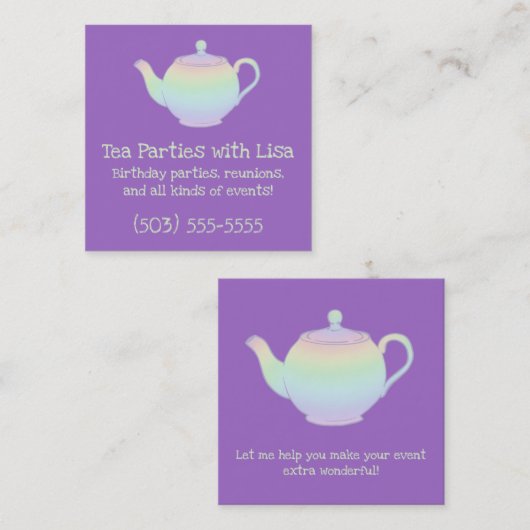 Pastel Teapot Vierkante Visitekaartje (Voorkant / Achterkant)