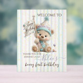 Pastel Teddy Bear Birthday Acryl Bord (Neutraal)