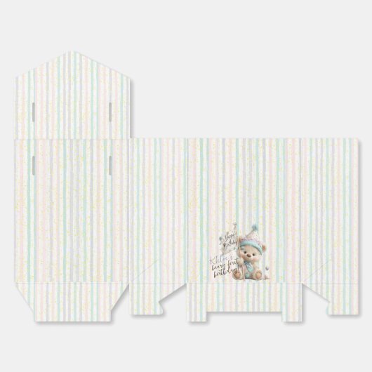 Pastel Teddy Bear Birthday  Bedankdoosjes (Ongevouwen)