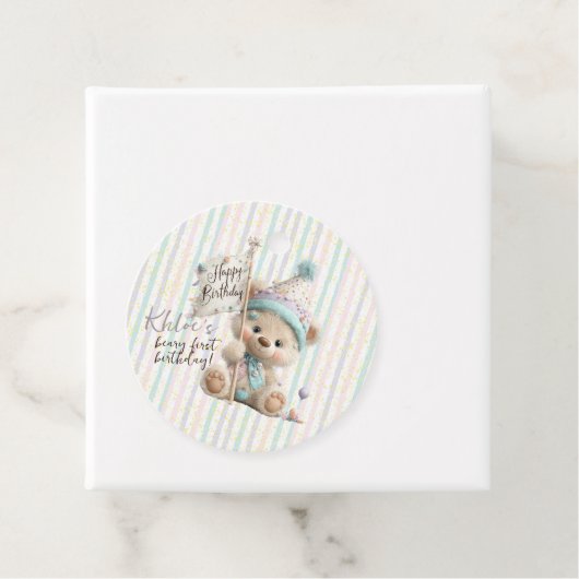 Pastel Teddy Bear Birthday  Bedankjes Labels (In situ)
