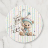 Pastel Teddy Bear Birthday  Bedankjes Labels (Voorkant)