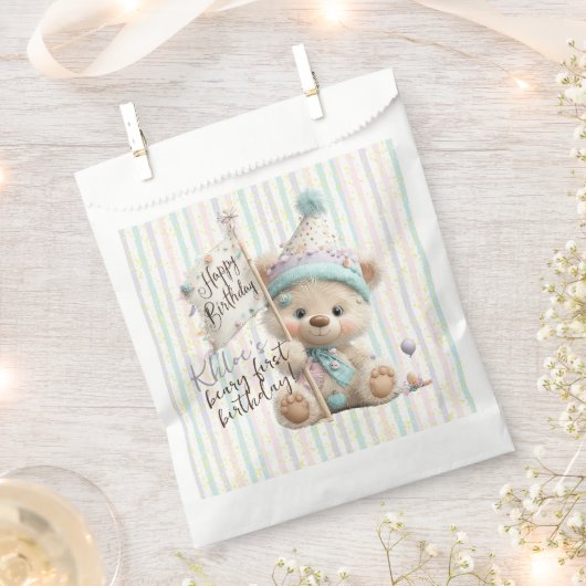 Pastel Teddy Bear Birthday  Bedankzakje (Geknipt)