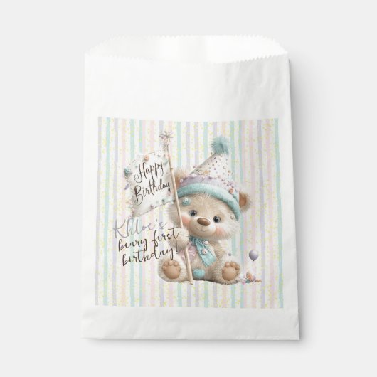 Pastel Teddy Bear Birthday  Bedankzakje (Voorkant)