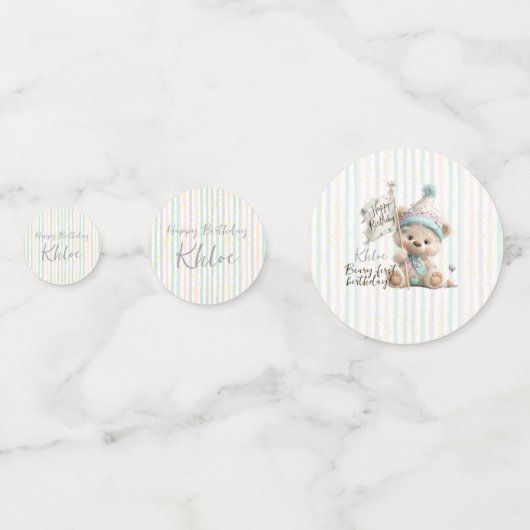 Pastel Teddy Bear Birthday Confetti (Voorkanten)