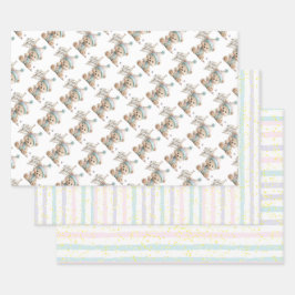 Pastel Teddy Bear Birthday  Inpakpapier Vel