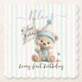 Pastel Teddy Bear Birthday  Kartonnen Onderzetters (Voorkant)