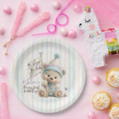 Pastel Teddy Bear Birthday  Papieren Bordje (Feest)