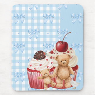 pastel "teddy bear" cupcake kawaii gingham ribbon muismat