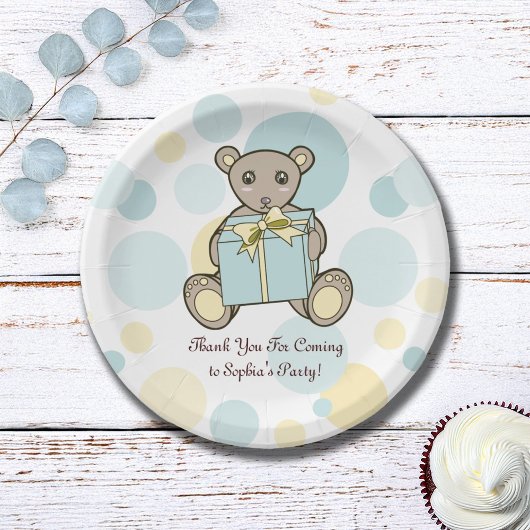 Pastel Teddy Bear Kids Verjaardag / Baby shower Papieren Bordje