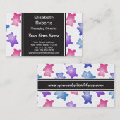 Pastel Teddy Bear Pattern Visitekaartje (Voorkant / Achterkant)